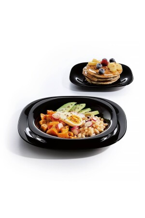 Carine Tempered Black 24-teiliges Tafelservice. 27cm. Service & 21 cm. Essen & 19 cm. süß & 12cm. Suppe MADAME LUDA HOME COLLECTION - 4