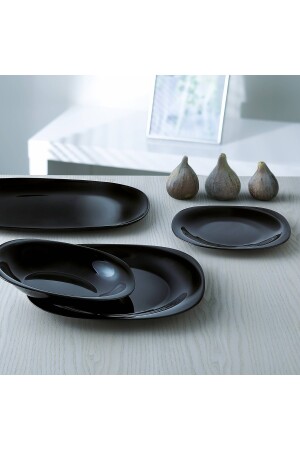 Carine Tempered Black 24-teiliges Tafelservice. 27cm. Service & 21 cm. Essen & 19 cm. süß & 12cm. Suppe MADAME LUDA HOME COLLECTION - 5