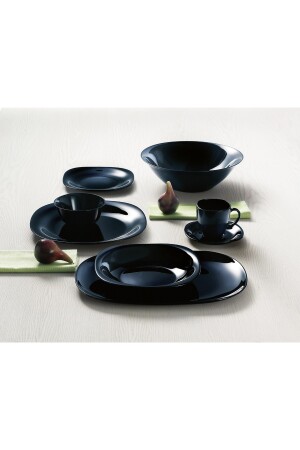 Carine Tempered Black 24-teiliges Tafelservice. 27cm. Service & 21 cm. Essen & 19 cm. süß & 12cm. Suppe MADAME LUDA HOME COLLECTION - 7