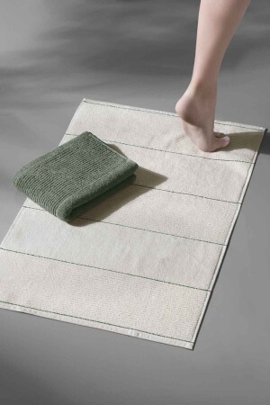 Carmine Bathmat Olive - Ekstra Yumusak, Modern %100 Pamuk 50x75cm. Ayak Havlusu - Banyo Paspas Seti P00006 - COTTONMANIA