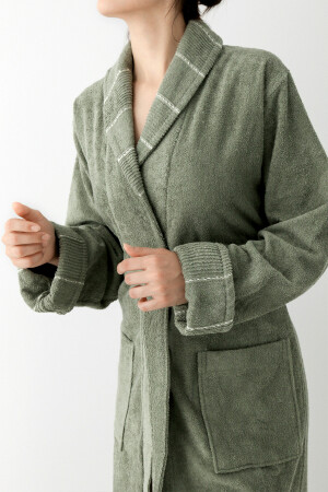 Carmine Robe Olive – Extra weicher, moderner und spezieller Schal-Bademantel aus 100 % Baumwolle, Unisex, BO00004 - 2