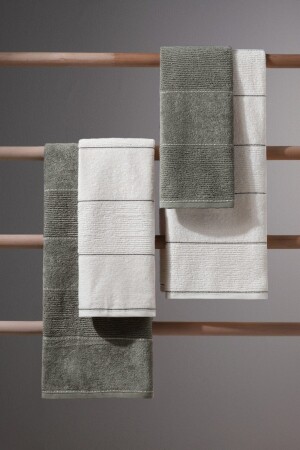 Carmine Set Olive, Ekstra Yumuşak, Ekstra Modern %100 Pamuk 50x90 70x140 Cm Banyo Havlu Seti H00007 - 3