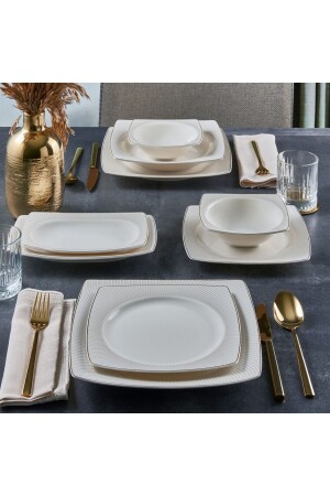 Carolıne 54 Parça 12 Kişilik Kare Yemek Takımı 64651 PR.0000GBSCR54KYT83061651 - Güral Porselen