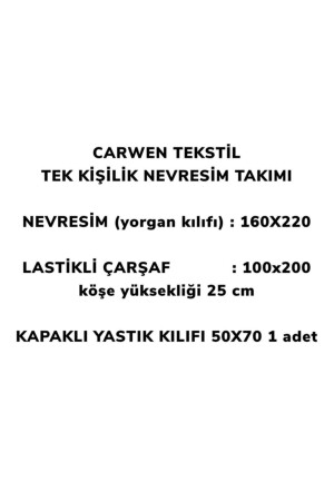 Çarşafı Lastikli Ranforce Pamuk Nevresim Takımı Tek Kişilik Sarı Zikzak CRW101657 - 3