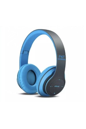 Carsıbudur Wireless Bluetooth Kablosuz Extra Bass Radyolu Katlanabilir Kulaklık Genç Çocuk Mavi P4712 - 1