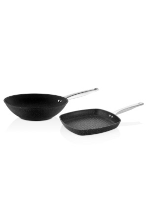 Casa Milano Black Tava Seti 28 Cm Wok Tava & 28x28 Kare Tava CML0133 - 1