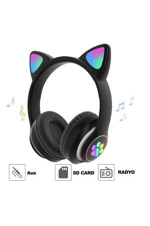 Cat Ear Detailliertes, kabelloses, bunt beleuchtetes Buetooth RGB Kinder-Gaming-Headset, überlegene Leistung, Karler28 - 2
