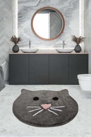 Cat Füme 90x90 Cm Banyo Halısı Yıkanabilir, Kaymaz Taban 8694545034951 - 1