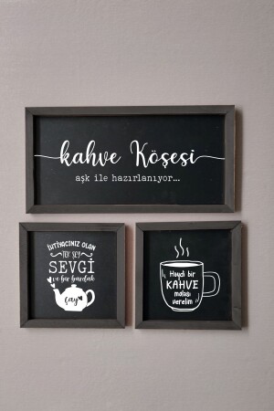 Çay Kahve Köşesi- Türkçe Yazılı- Haydi Bir Kahve Molası Verelim- Ahşap Çerçeveli Tablo - Wooden Factory
