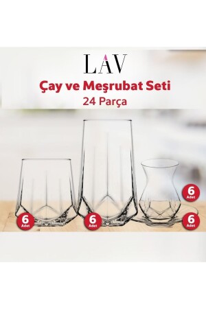 Çay Ve Su Meşrubat Bardağı Seti Takımı - 24 Parça - 1