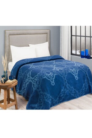 Celesta Lacivert Çift Kişilik Pamuk Battaniye - Taç