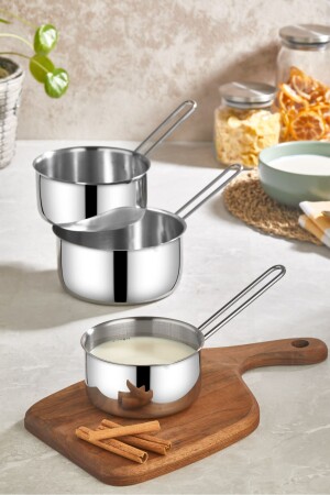 Çelik 3 Lü Kaçerola Sosluk Sütlük 12 Cm - 14 Cm - 16 Cm 140140 - Zagori