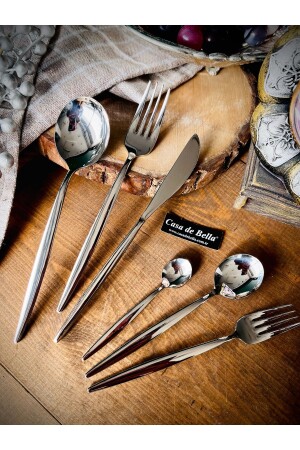 Stahl 72-teiliges 12-Personen-Rundhals-18/10-Gabel-Löffel-Messer-Set TR5020 - CASA DE BELLA
