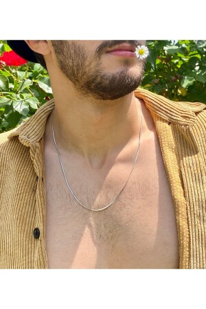 مقعد من الفولاذ الرمادي الفضي من سلسلة إيطالية من الرجال - Nurşah Özcan Store