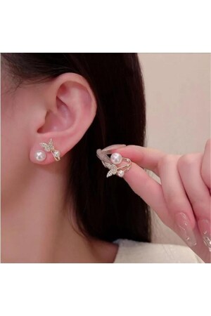 مـنـز-بيرل مفصلة حجر زيركون ذو ذهب طلاء طلاء فراشة تصميم الأقراط الفولاذية للنوم والرياضة والاحتفالات الخاصة - Hobisy