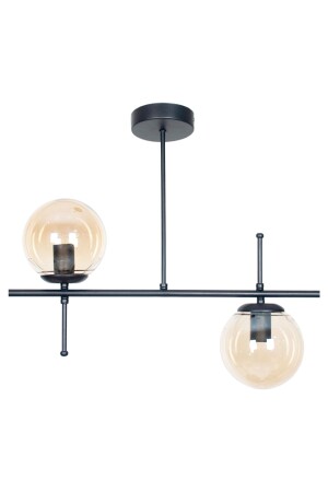 Cello Modernes Design, Metall, schwarze Farbe, Honigglas, Esstischplatte – Wohnzimmer, 2-teiliger Kronleuchter CL1001 - 2