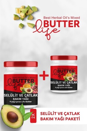 Cellulite- und Dehnungsstreifen-Gel im Doppelpack. 190 ml Life Butter Gel mit 9 Ölen - 1