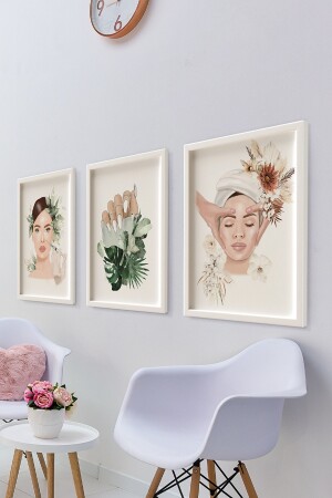 Çerçeveli Güzellik Merkezi Kuaför Makyaj Bakım Tabloları Modern Dekorasyon Ev Dekoru Üçlü Çerçeve ÖZC-491 - ÖZCANLAR ÇERÇEVE