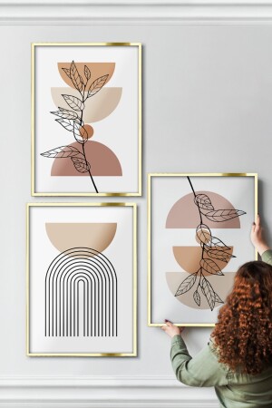 Çerçeveli Tablo Modern Sanatsal Dekorasyon Ev Dekoru Üçlü Çerçeve Abstract ÖZC-448 - ÖZCANLAR ÇERÇEVE