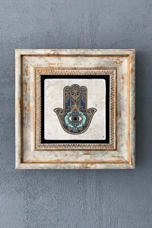 Çerçeveli Taş Duvar Dekoru 20 X 20 cm Fatma Ana Eli - Oscar Stone Decor