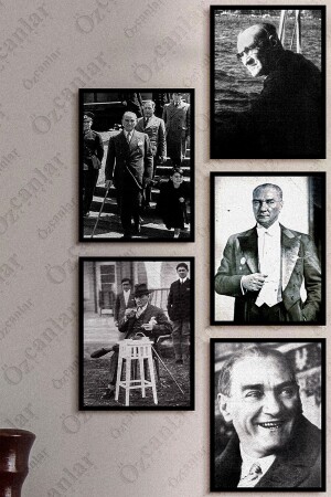 Çerçevesiz Çerçeve Görünümlü Atatürk Fotoğrafları 12 Parça Mdf Tablo Seti Çoklu Baskı Seti Mdf Baskı - 3