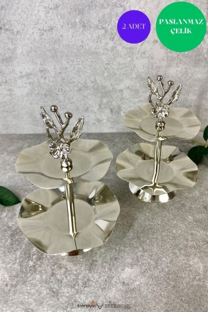 Snackschale Kaffeeschale mit Fuß Japanische Präsentationsschale mit Rosenfuß Zuckerdose Snackschale Doppeldecker (2 Stück) DEERÇİFTJAPON - Passionis