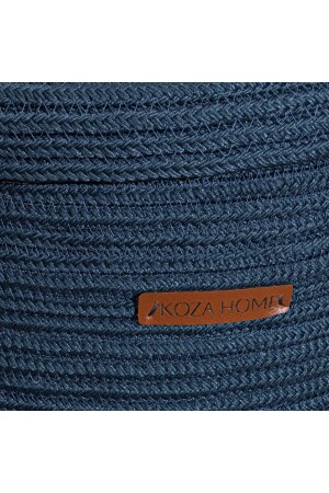 Cesta handgefertigter dekorativer Korb aus Weidengeflecht in Marineblau aus Baumwolle mit Deckel, 36 x 45 cm, 9011 KH-9011 - 2