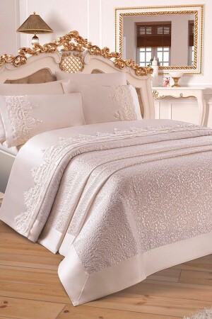 Çeyizdiyari French Guipure Diana Pique Set Cream - Creme - Çeyiz Diyarı