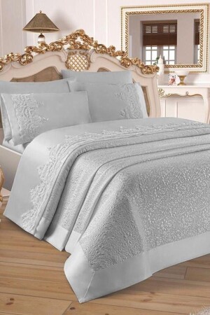 Çeyizdiyari French Guipure Diana Pique Set Grau - Çeyiz Diyarı