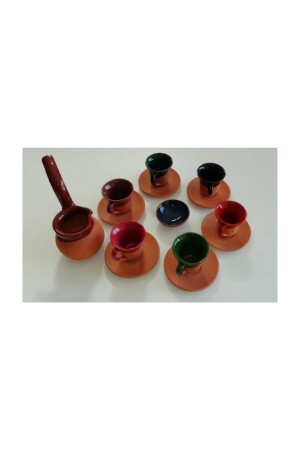 Cezveli Renkli Çömlek Toprak Fincan Takımı Cezveli Fincan CEZVELİ FİNCAN - Genel Markalar