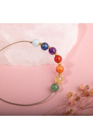 Chakra-Aquamarin-Karneol-Achat-grünes Aventurin-Lapis-Citrin-Amethyst-rotes Achat-Natursteinarmband - 9