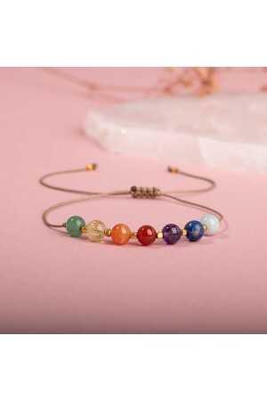 Chakra-Aquamarin-Karneol-Achat-grünes Aventurin-Lapis-Citrin-Amethyst-rotes Achat-Natursteinarmband - 10