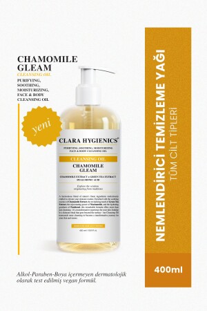 Chamomile Gleam Arındırıcı Yağ Bazlı Makyaj Temizleyici Vegan Yüz ve Vücut Temizleme Yağı 400ml CH102 - 1