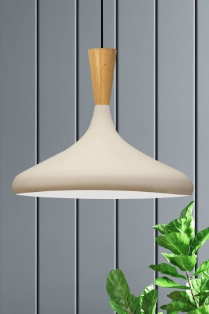 Champion Weiße Inneneinrichtung, weißer Holztrichter, einzelner Kronleuchter, Hängelampe, Wohnzimmer, Küche, Boutique-Lampe, Beleuchtung, BMM2066H - 4