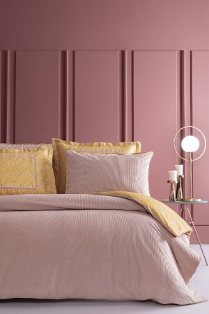 Charme Blondi King Size Samt-Satin-Bettbezug-Set – Dusty Rose - 1