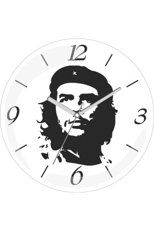 Che Guevera 30 cm gebogene Echtglas-Wanduhr - Şart Hediye