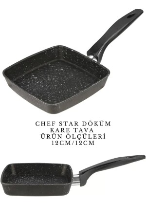 Chef Star Alüminyum Döküm Kare Mini Pancake Omlet Kızartma Sos Tavası 12-12cm bigchefminisoskare - 1