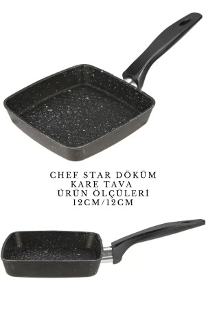 Chef Star Alüminyum Döküm Kare Mini Pancake Omlet Kızartma Sos Tavası 12-12cm bigchefminisoskare - 3