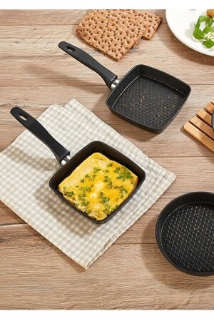 Chef Star Alüminyum Döküm Kare Mini Pancake Omlet Kızartma Sos Tavası 12-12cm bigchefminisoskare - 5