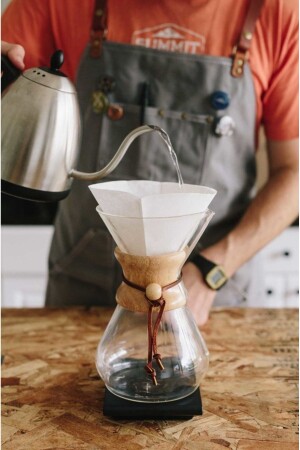 Chemex Cam Kahve Demleme Karafı 400 ml Süzgeçli Karaf Sürahi Filtre Kahve Süzgeci - 1