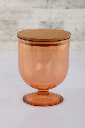 Chepo 1500 ml Amber Mika Saklama Kabı Ahşap Kapak 14x18 Cm 1000124 - 2