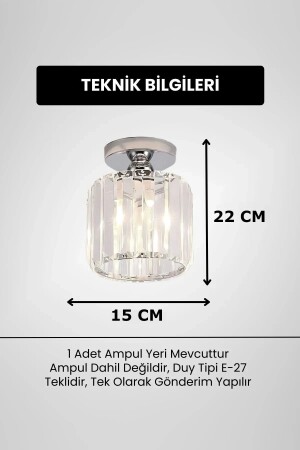 Chiaro Forte Model Krom Renk Kaplama Kristal Taşlı Metal Gövde Luxury Serisi Modern Plafonyer Avize - 3