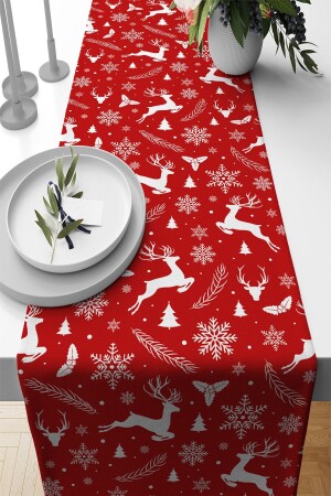 Christmas Premium Tay Tüyü Yeni Yıl Leke Tutmaz Kumaş Yılbaşı Masa Örtüsü Runner 40x140cm Rnr534 CHRNOL - 2