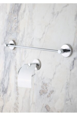 Chrom langer Handtuchhalter / Toilettenpapierhalter mit breiter Abdeckung, 2er-Set 1119 - 1