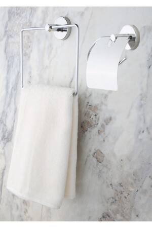 Chrom, quadratischer Handtuchhalter/Toilettenpapierhalter mit breiter Abdeckung, 2er-Set 0947 - 1