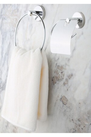Chromring-Handtuchhalter/Toilettenpapierhalter mit breiter Abdeckung, 2er-Set 1523 - 1