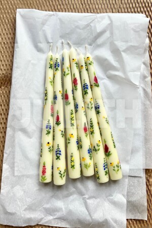 Çiçek Desenli El Boyaması Kokulu Şamdan Mum - Julith