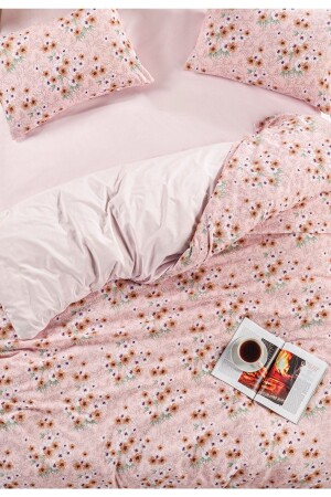 Çiçek Dünyası Double Sided Pink Double Sheet Cotton Duvet Cover Set NallsÇiçek2023 - 1