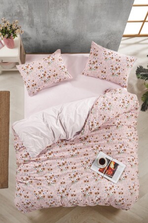 Çiçek Dünyası Double Sided Pink Double Sheet Cotton Duvet Cover Set NallsÇiçek2023 - 3