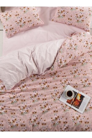 Çiçek Dünyası Double Sided Pink Double Sheet Cotton Duvet Cover Set NallsÇiçek2023 - 4